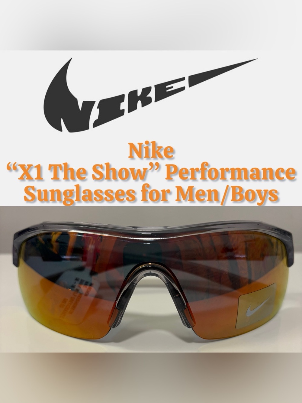 Nike - X1 The Show Performance Sunglasses in Wolf Gray/Orange (NWT)